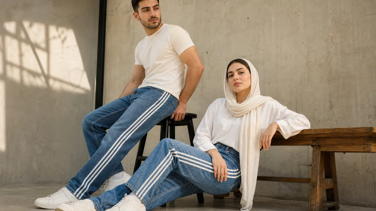 شلوار جین ۳ خط با طراحی کاربردی